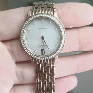 Mother of pearl gold citizen eco-drive woman watch
